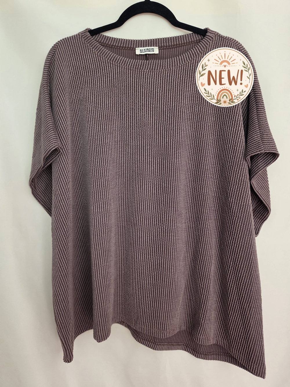 Blumin Oversized Brown Stripe Dolman Sleeve Top 1X/2X
